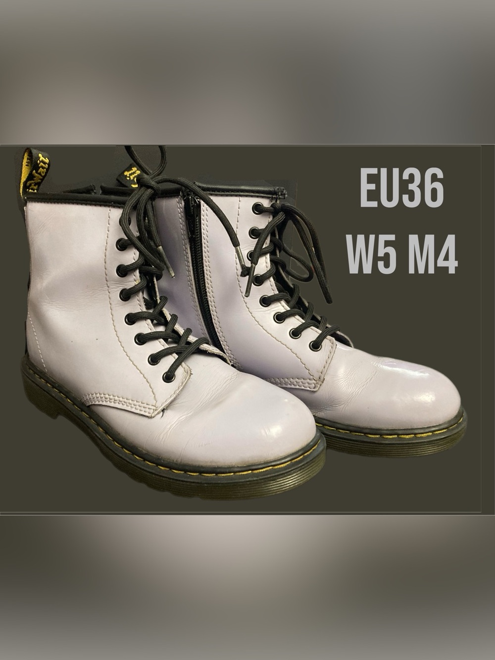 Dr Doc Martens Lavender/Gray Boots EU36 W5 M4 lace & zip Great condition!